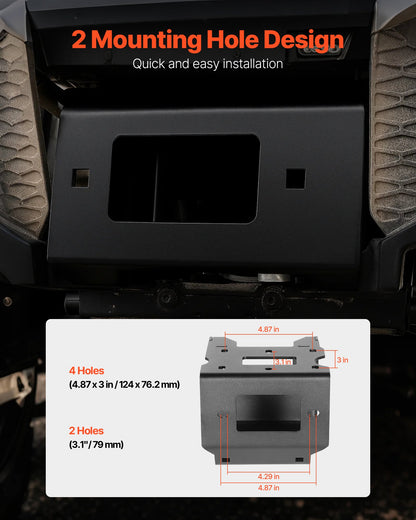 Seilwindenhalterung, Zugkraft 907–1633 kg, Anhängerkupplungs-Seilwindenhalterung für ausgewählte Polaris Sportsman Modelle (ab 2009), 2-Loch-Befestigung, pulverbeschichteter Stahl, geeignet für Wüstenrettung