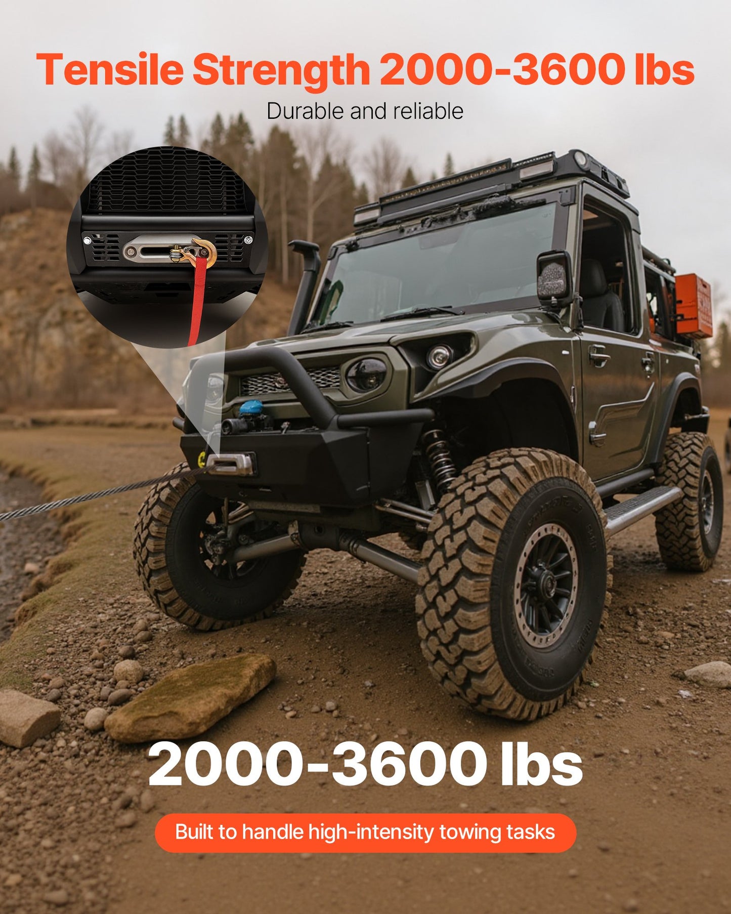 Seilwindenhalterung, Zugkraft 907–1633 kg, Anhängerkupplungs-Seilwindenhalterung für ausgewählte Polaris Ranger Modelle (2010–2021), 3-Loch-Befestigung, pulverbeschichteter Stahl, geeignet für Bergungsarbeiten auf unbefestigten Straßen