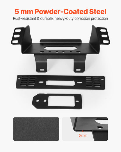 Seilwindenhalterung, Zugkraft 907–1633 kg, Anhängerkupplungs-Seilwindenhalterung für ausgewählte Polaris Ranger Modelle (2010–2021), 3-Loch-Befestigung, pulverbeschichteter Stahl, geeignet für Bergungsarbeiten auf unbefestigten Straßen