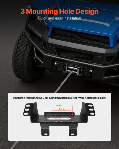 Seilwindenhalterung, Zugkraft 907–1633 kg, Anhängerkupplungs-Seilwindenhalterung für ausgewählte Polaris Ranger Modelle (2010–2021), 3-Loch-Befestigung, pulverbeschichteter Stahl, geeignet für Bergungsarbeiten auf unbefestigten Straßen