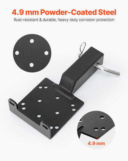 Seilwindenhalterung, Tragfähigkeit 1633 kg (3600 lbs), Anhängerkupplungs-Seilwindenhalterung mit 50,8-mm-Aufnahme, 2/4-Zoll-Seilwindenbolzenlöcher, pulverbeschichteter Stahl, geeignet für ATV, UTV und Pickup-Truck, Schwarz