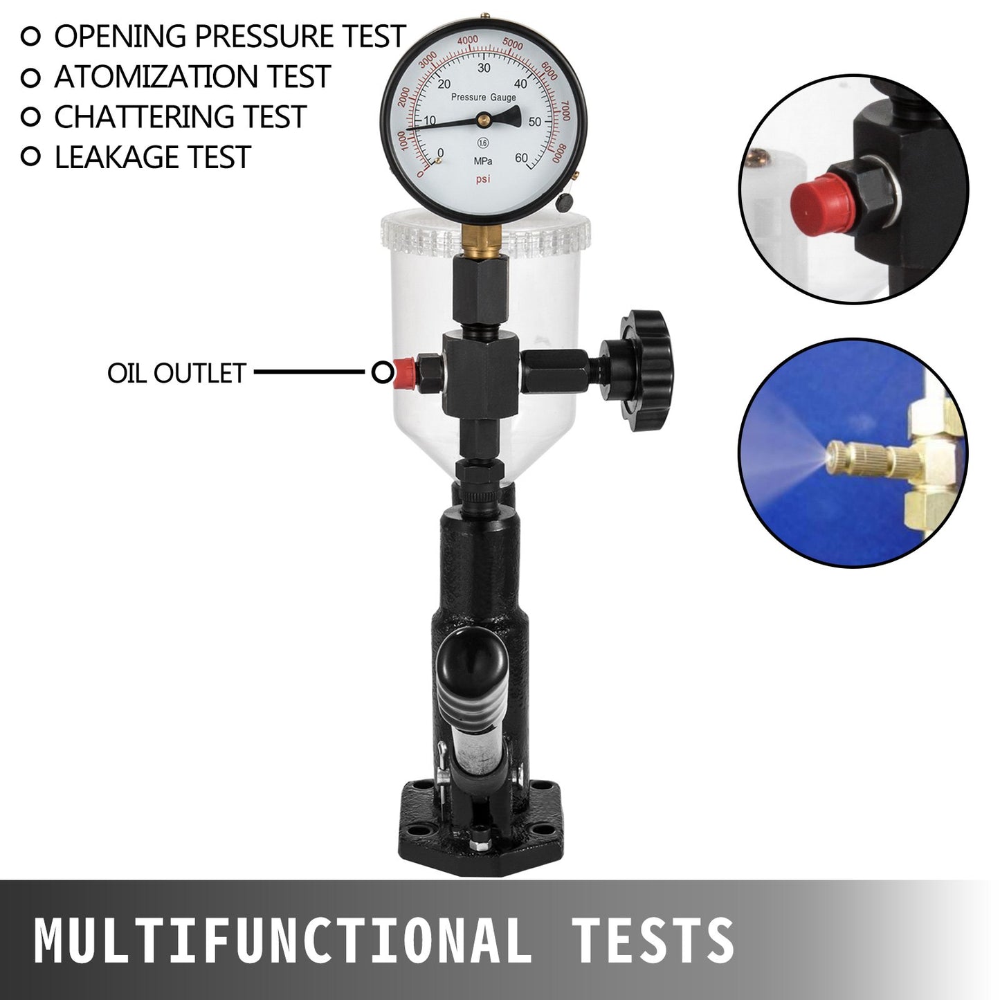 600 Bar Injector Tester 0.8L Fuel Pressure Gauge, Injector Tester with Dual Scale, Injector Tester, Diagnostic Tool for Diesel Engines