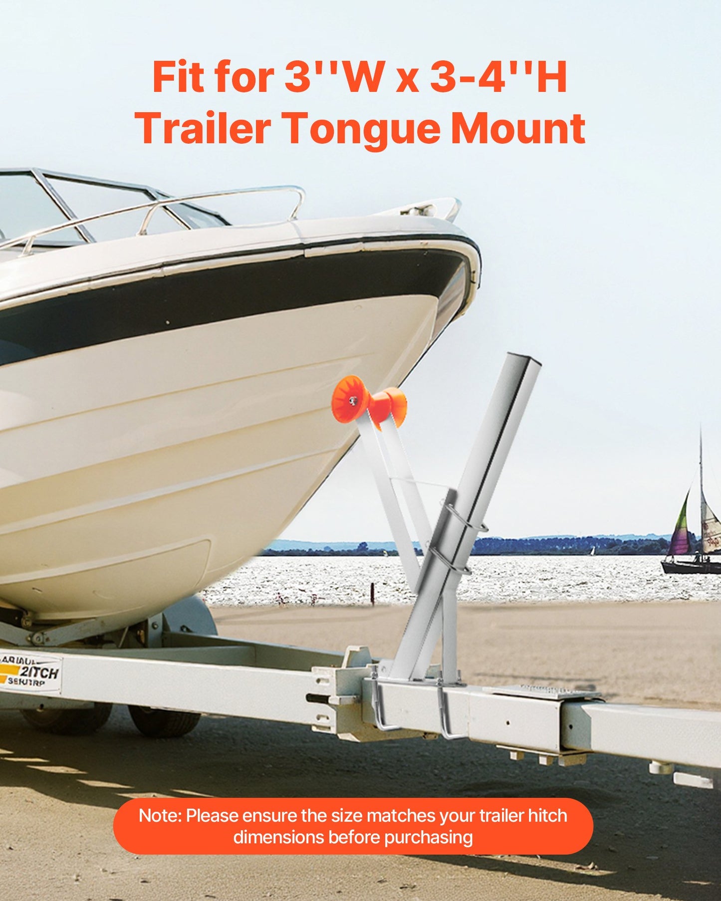 Boat Trailer Winch Stand, 76 x 76 x 863 mm Winch Posts, Boat Winch Mount with U-Bolts for 76 mm W x 76-101 mm H Trailer Tongue, Galvanized, Fit for Jet Ski, Sailboat, Fishing Boat, Speedboat