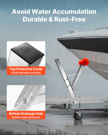 Boat Trailer Winch Stand, 76 x 76 x 863 mm Winch Posts, Boat Winch Mount with U-Bolts for 76 mm W x 76-101 mm H Trailer Tongue, Galvanized, Fit for Jet Ski, Sailboat, Fishing Boat, Speedboat