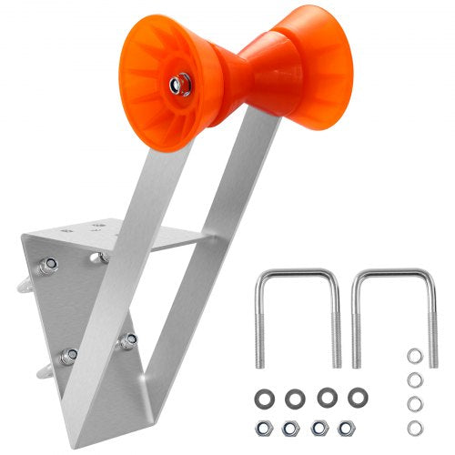 Boat Trailer Winch Stand, 50.8-76.2 mm Winch Posts, Boat Trailer Winch Seat with TPU Orange Roller & U-Bolts, Suitable for Jet Ski, Sailboat, Fishing Boat, Speedboat (Galvanized), Silver