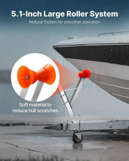 Boat Trailer Winch Stand, 50.8-76.2 mm Winch Posts, Boat Trailer Winch Seat with TPU Orange Roller & U-Bolts, Suitable for Jet Ski, Sailboat, Fishing Boat, Speedboat (Galvanized), Silver