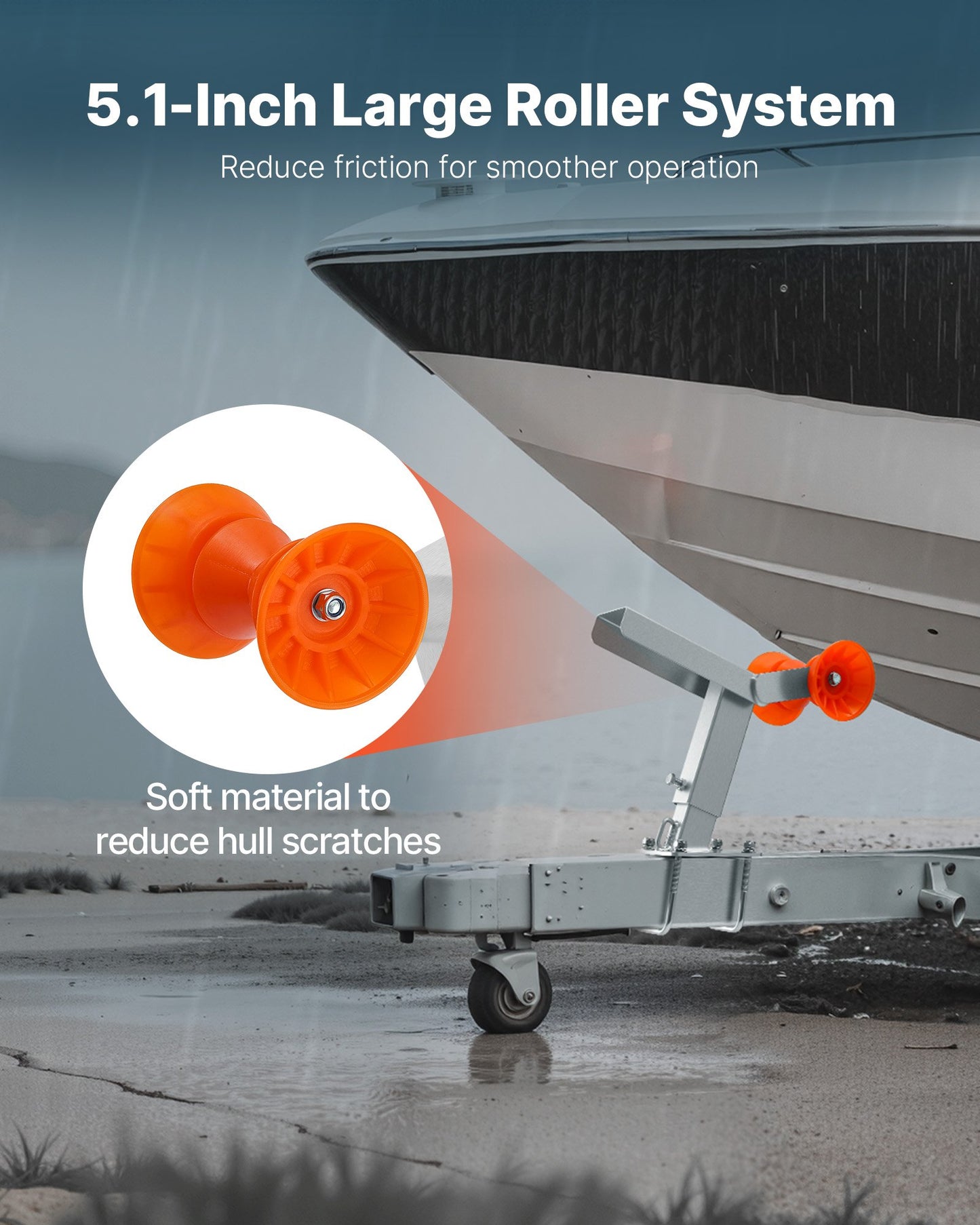 Boat Trailer Winch Stand with Roller, Adjustable Height 365-548 mm, Boat Winch Mount with U-Bolts for 50.8-76.2 mm W x 76.2-101.6 mm H Trailer Tongue, Fit for Jet Ski, Sailboat, Speedboat