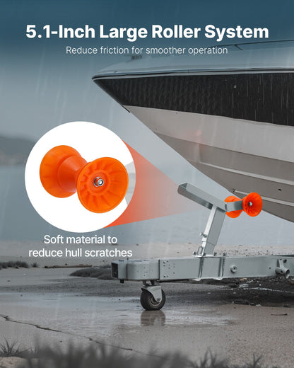 Boat Trailer Winch Stand with Roller, Adjustable Height 365-548 mm, Boat Winch Mount with U-Bolts for 50.8-76.2 mm W x 76.2-101.6 mm H Trailer Tongue, Fit for Jet Ski, Sailboat, Speedboat