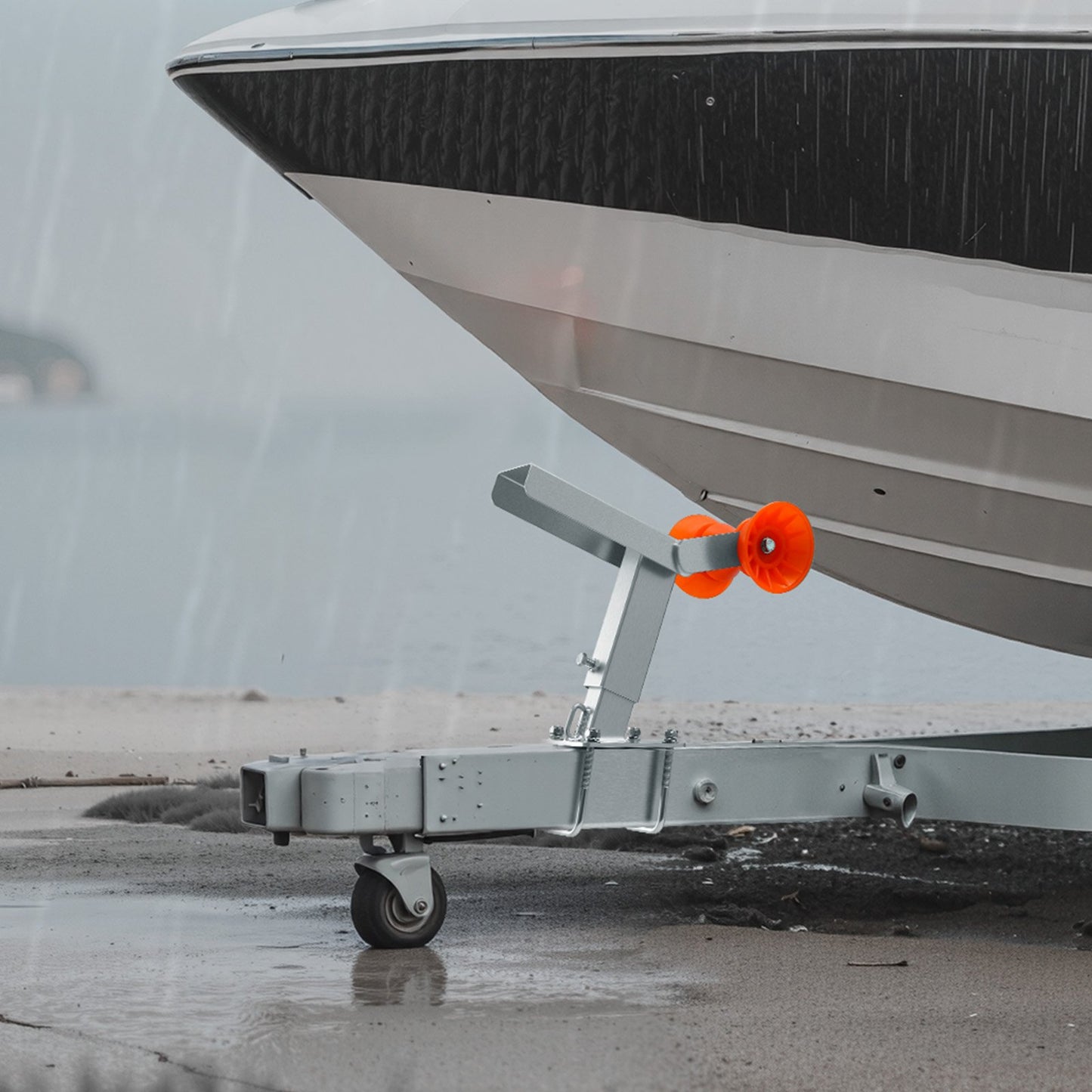 Boat Trailer Winch Stand with Roller, Adjustable Height 365-548 mm, Boat Winch Mount with U-Bolts for 50.8-76.2 mm W x 76.2-101.6 mm H Trailer Tongue, Fit for Jet Ski, Sailboat, Speedboat