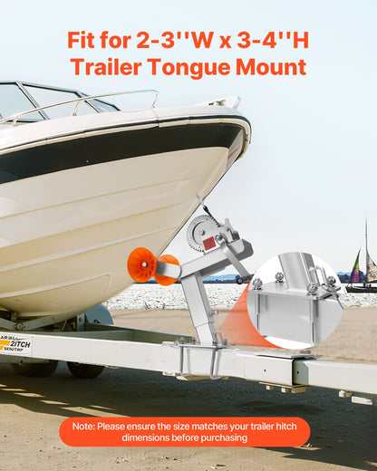 Boat Trailer Winch Stand with Roller, 544 kg Winch & 51 mm x 7.6 m Winch Strap, Boat Winch Mount with U-Bolt for 50.8-76.2 mm W x 76.2-101.6 mm H Trailer Tongue, Fit for Jet Ski, Sailboat, Speedboat