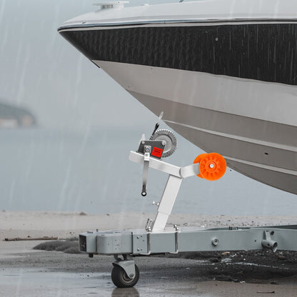 Boat Trailer Winch Stand with Roller, 544 kg Winch & 51 mm x 7.6 m Winch Strap, Boat Winch Mount with U-Bolt for 50.8-76.2 mm W x 76.2-101.6 mm H Trailer Tongue, Fit for Jet Ski, Sailboat, Speedboat