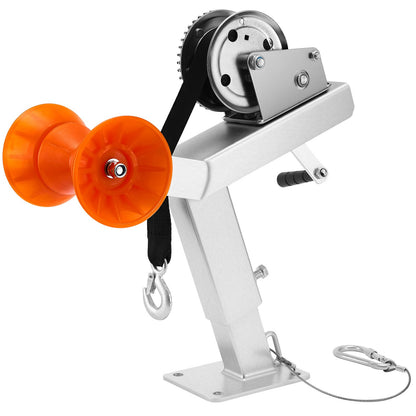 Boat Trailer Winch Stand with Roller, 544 kg Winch & 51 mm x 7.6 m Winch Strap, Boat Winch Mount with U-Bolt for 50.8-76.2 mm W x 76.2-101.6 mm H Trailer Tongue, Fit for Jet Ski, Sailboat, Speedboat