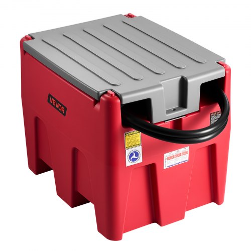 Portable Diesel & Gasoline Tank, 220L, 10 GPM Flow Rate, Diesel Fuel Tank with 12V Electric Transfer Pump, 13.1ft Hose, Auto Fueling Nozzle, Transfer Tank for Easy Fuel Transportation, Red