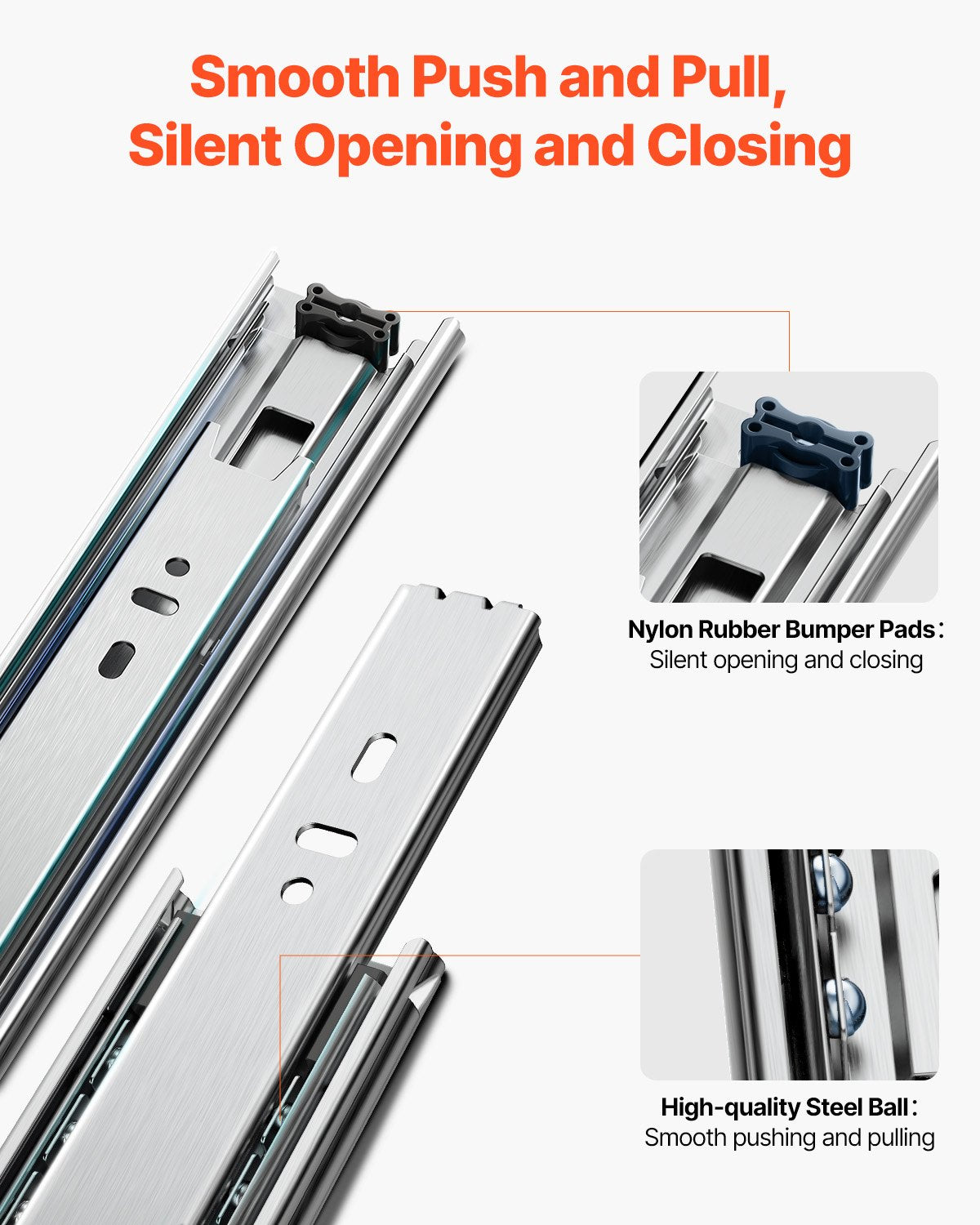 Drawer Slides, 22 inch, 10 Pairs Full Extension Ball Bearing Cabinet Rails, 100 LB Load Capacity Heavy Duty Side Mount Dresser Drawer Slides, Drawer Track Runners for Kitchen DIY Replacement