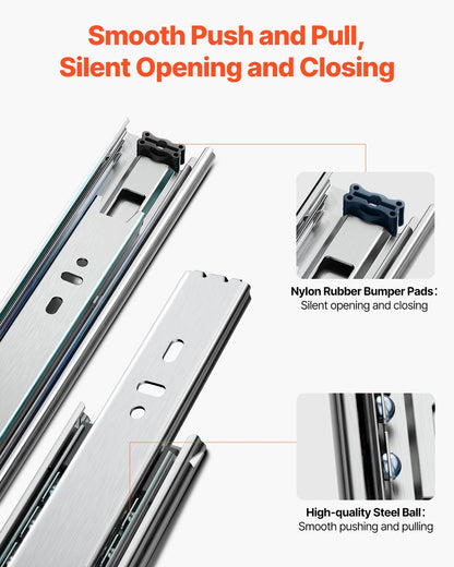 Drawer Slides, 22 inch, 10 Pairs Full Extension Ball Bearing Cabinet Rails, 100 LB Load Capacity Heavy Duty Side Mount Dresser Drawer Slides, Drawer Track Runners for Kitchen DIY Replacement