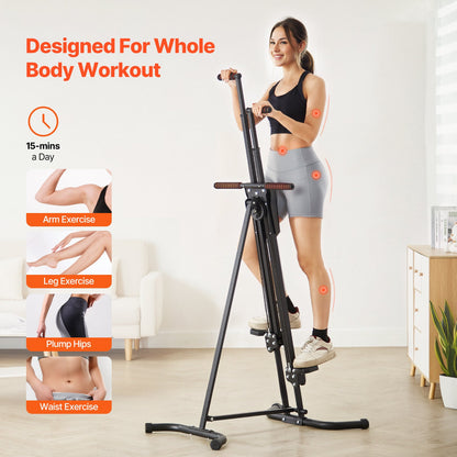 Stair Stepper, Step Range Exercise Machine, Vertical Climber for Home Gym Exercise, Compact Folding Cardio Climber, Full-Body Workout Climber with Height Adjustable Handlebar, Non-Slip Pedal