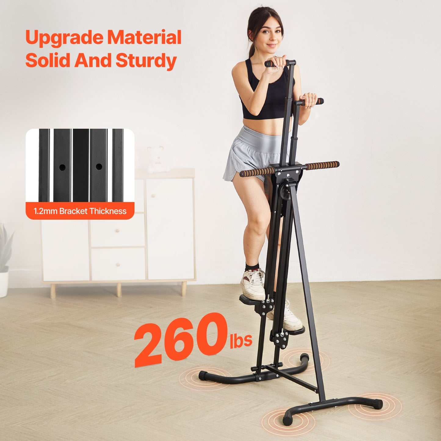 Stair Stepper, Step Range Exercise Machine, Vertical Climber for Home Gym Exercise, Compact Folding Cardio Climber, Full-Body Workout Climber with Height Adjustable Handlebar, Non-Slip Pedal