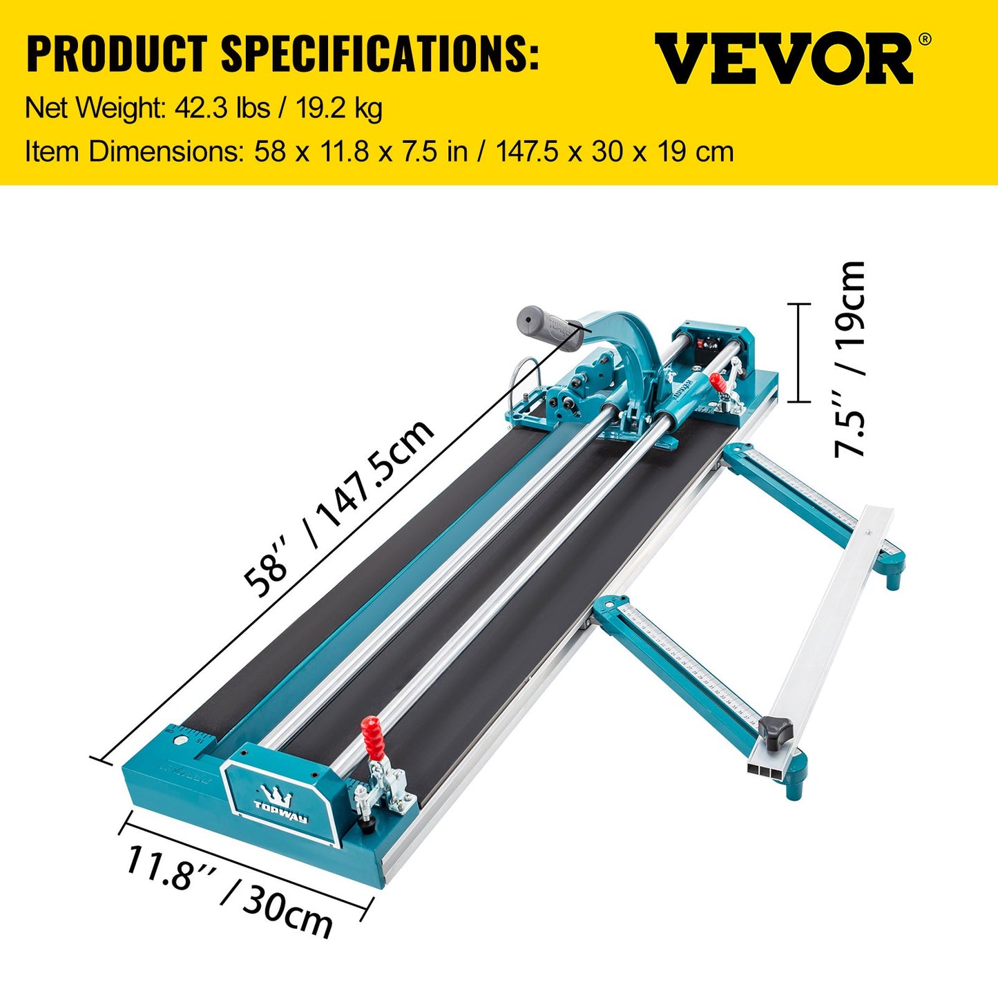 47Inch/1200mm Tile Cutter Double Rail Manual Tile Cutter 3/5 in Cap with Precise Laser Positioning Manual Tile Cutter Tools for Precision Cutting