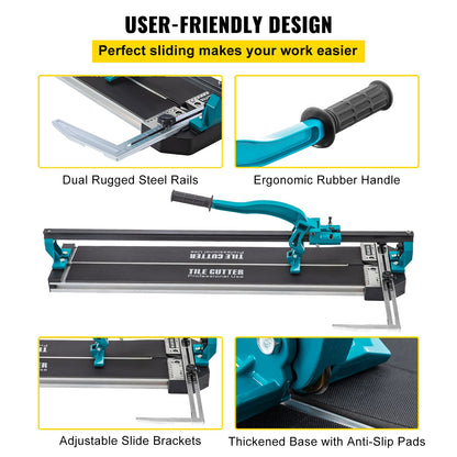 800 mm Tile Cutter Single Rail Manual Tile Cutter 3/5 in Cap w/Precise Laser Positioning Manual Tile Cutter Tools for Precision Cutting