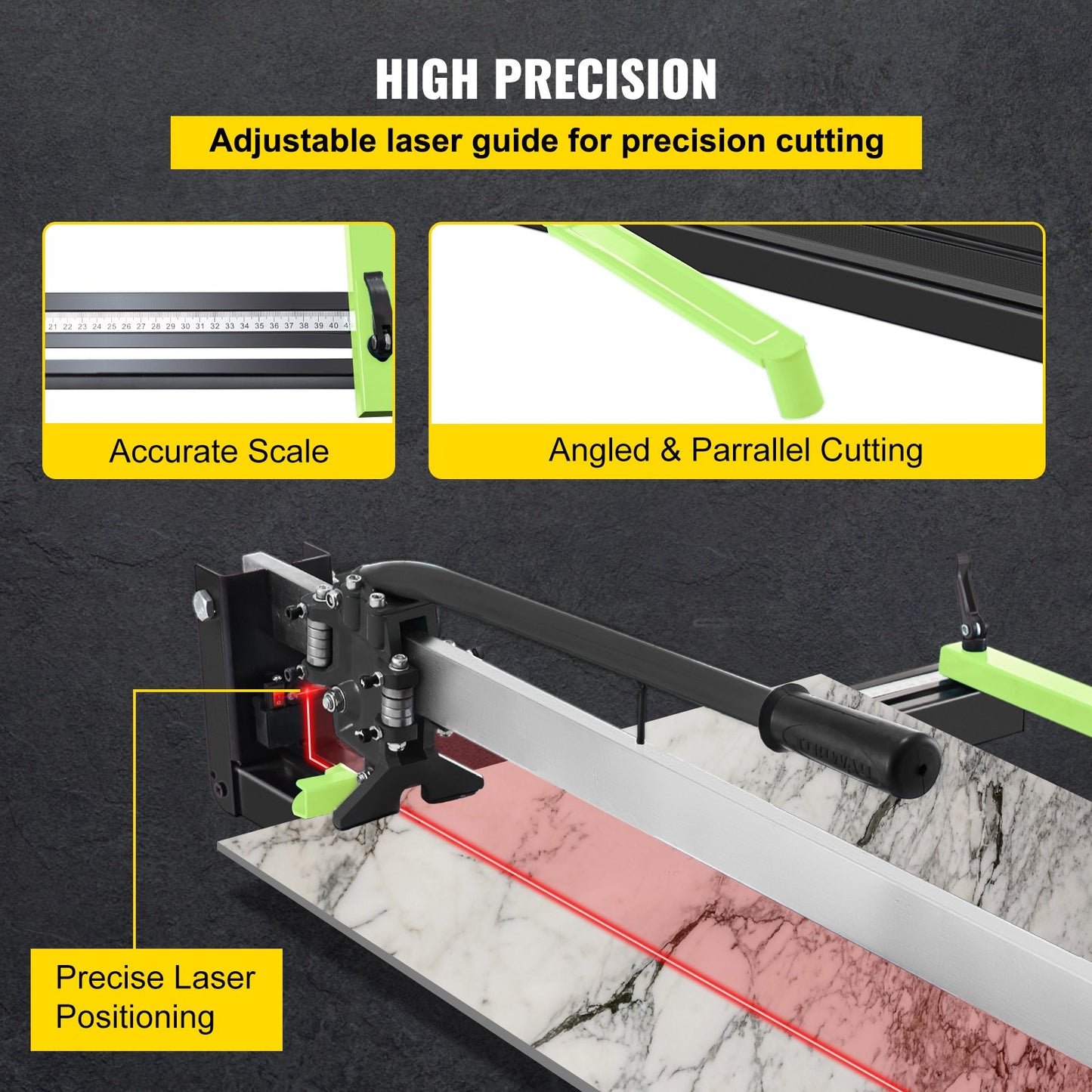 31 Inch Blue Manual Tile Cutter with Precise Laser Positioning & Anti-sliding Rubber Surface Single Rail & Bracket Suitable for Porcelain and Ceramic Floor Tiles