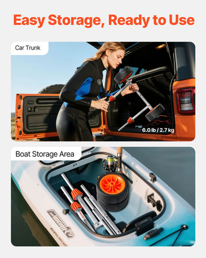 Kayak Cart, 113.4 kg Load Capacity, Canoe Cart Dolly with 19.1 cm Solid Rubber Tires & Kickstand, Assembles & Disassembles Within Seconds, Paddle Board Trolley for Kayaks, Canoes, Paddleboards