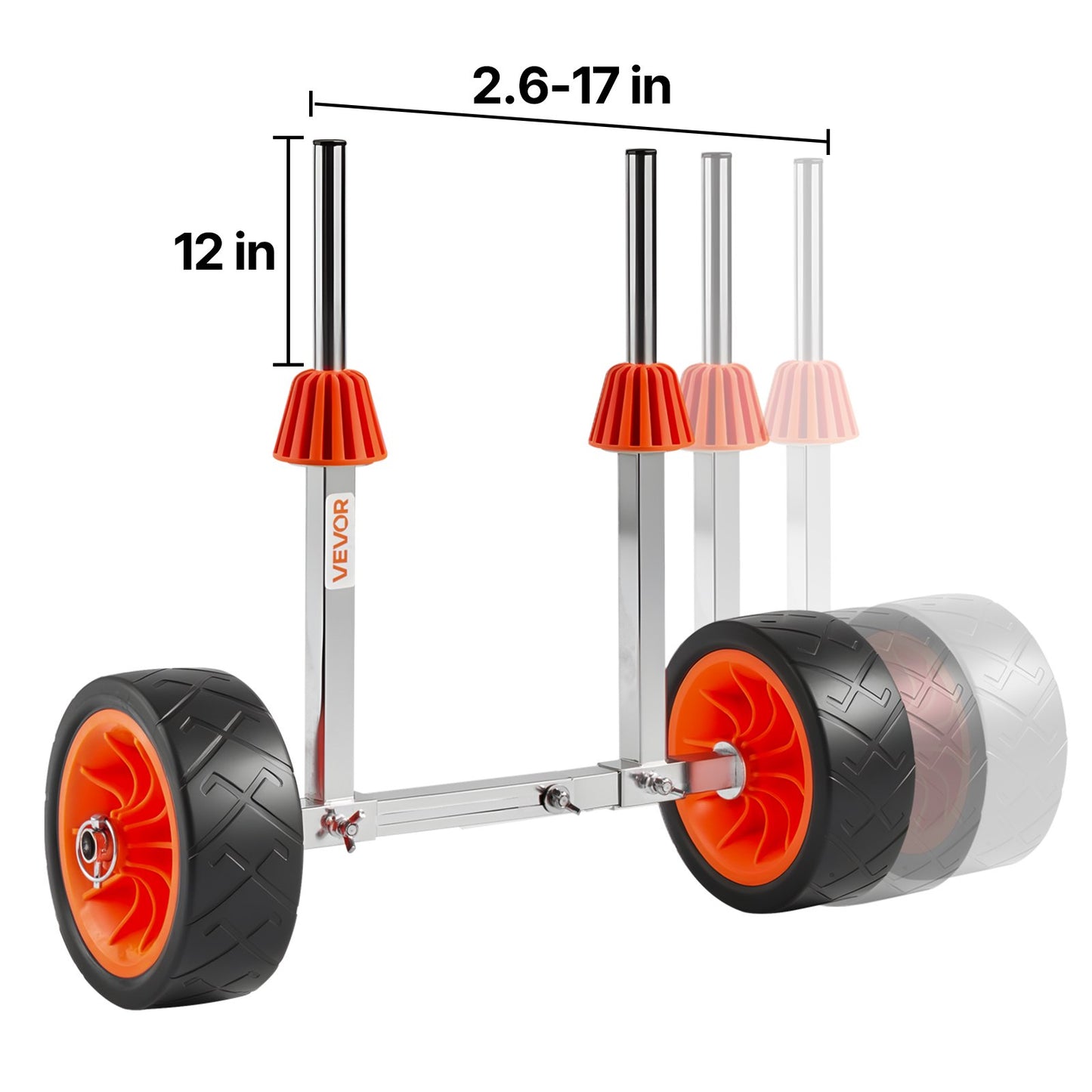 Kayak Cart, 113.4 kg Load Capacity, Canoe Cart Dolly with 19.1 cm Solid Rubber Tires & Kickstand, Assembles & Disassembles Within Seconds, Paddle Board Trolley for Kayaks, Canoes, Paddleboards