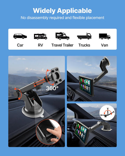 Wireless Car Stereo, 254 mm HD Portable Radio Touch Screen Compatible with Apple CarPlay and Android Auto, CarPlay Screen for Car with Voice Control, Mirror Link, Bluetooth, and GPS Navigation