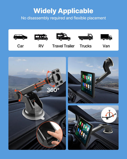 Wireless Car Stereo, 228.6mm HD Portable Radio Touch Screen with Apple CarPlay and Android Auto, CarPlay Screen with Front & Backup Cameras, Voice Control, Mirror Link, Bluetooth, GPS Navigation