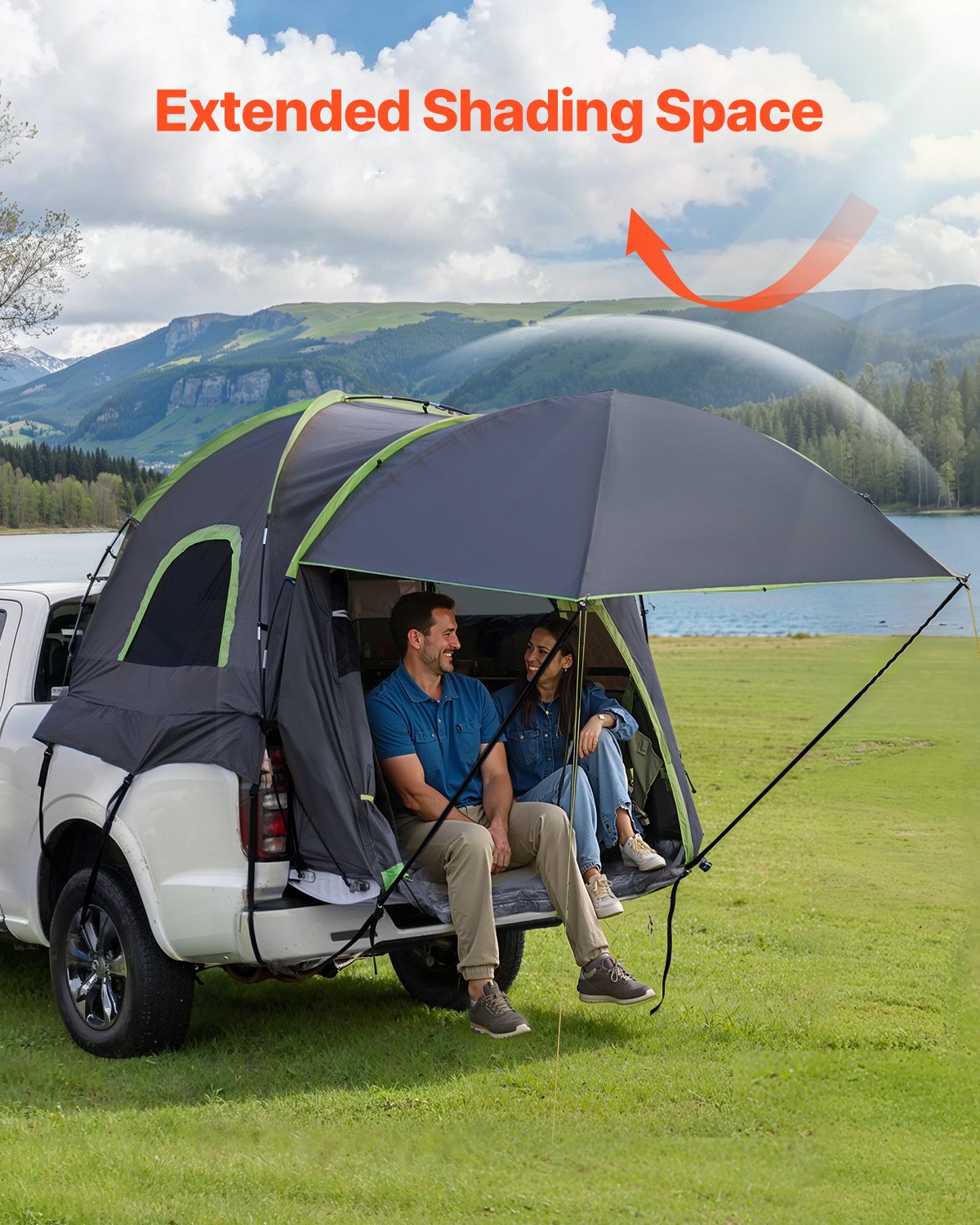 Pickup Truck Tent, Fits 5.5-6.0 ft Truck Tents for Camping, Waterproof PU2000 mm 2-3 Person Sleeping Truck Bed Tent, Sturdy Truck Bed Camper Shell with Expandable Awning, Rainfly, Storage Bag