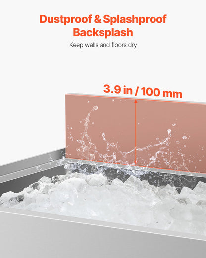 Commercial Ice Bin, 95.3 L Underbar Ice Bin, 35.9 x 19 x 37 in Stainless Steel Ice Chest with Sliding Lid, Bottle Holders, and Adjustable Bullet Feet, Cocktail Unit for Bars, Restaurants, Pubs