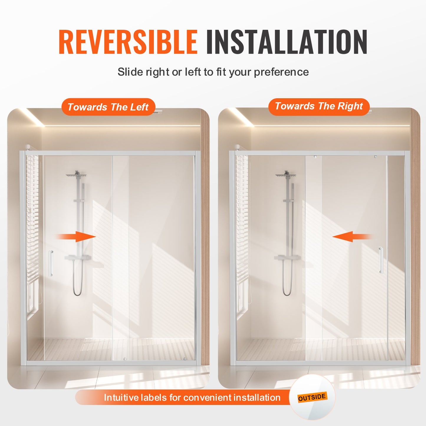 Semi-frameless Shower Door, 57.7-59" W x 70" H, Shower Sliding Glass Door with 1/4"(6mm) Clear Tempered Glass, Waterproof Shatterproof NANO Stain-Resistant with Stainless Steel Hardware, Chrome