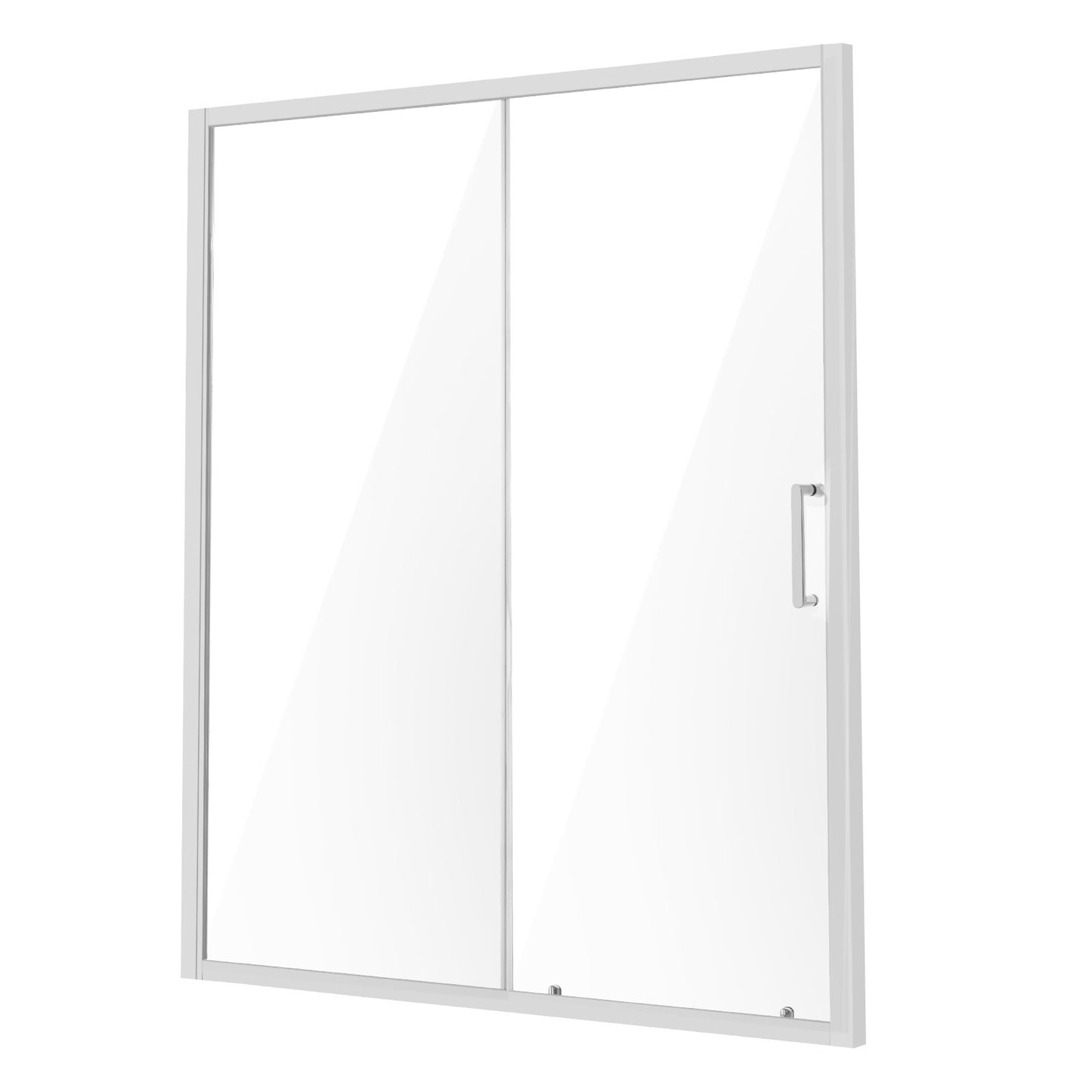 Semi-frameless Shower Door, 57.7-59" W x 70" H, Shower Sliding Glass Door with 1/4"(6mm) Clear Tempered Glass, Waterproof Shatterproof NANO Stain-Resistant with Stainless Steel Hardware, Chrome