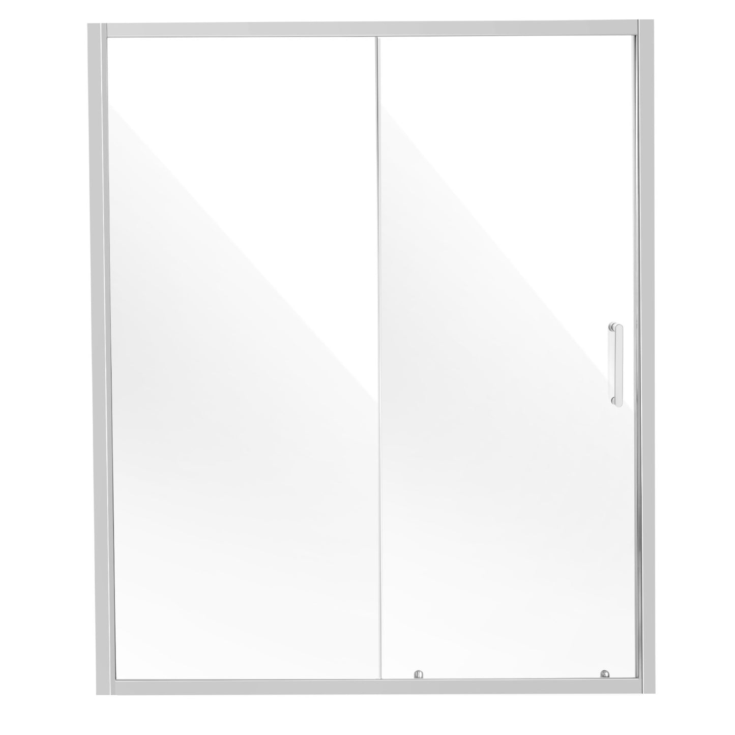 Semi-frameless Shower Door, 57.7-59" W x 70" H, Shower Sliding Glass Door with 1/4"(6mm) Clear Tempered Glass, Waterproof Shatterproof NANO Stain-Resistant with Stainless Steel Hardware, Chrome