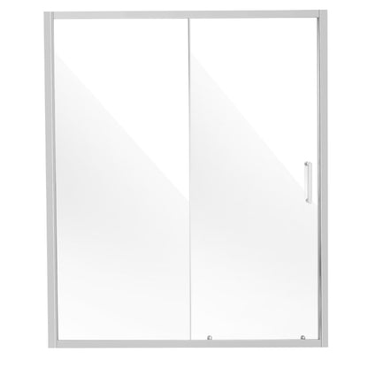 Semi-frameless Shower Door, 57.7-59" W x 70" H, Shower Sliding Glass Door with 1/4"(6mm) Clear Tempered Glass, Waterproof Shatterproof NANO Stain-Resistant with Stainless Steel Hardware, Chrome