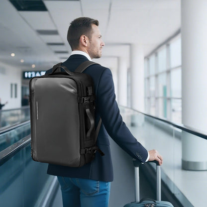 Vacuum Travel Backpack, 65L, Expandable Vacuum Seal Compression Travel Backpack with Pump, with TSA-Approved Lock, Airback Vacpack, Water-Resistant Carry-On Suitcase Luggage, for Business, Gray