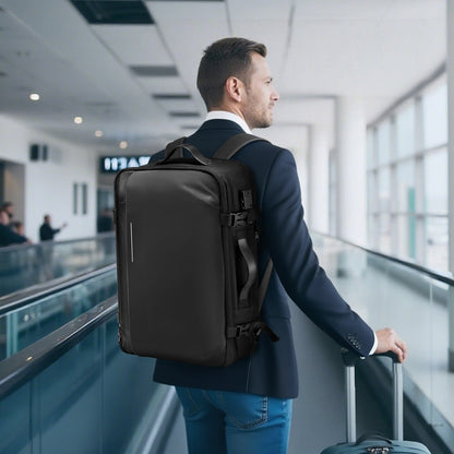 Vacuum Travel Backpack, 65L, Expandable Vacuum Seal Compression Travel Backpack, with TSA-Approved Lock, Multiple Pockets Compartments, Water-Resistant Carry-On Suitcase Luggage, No Pump, Black