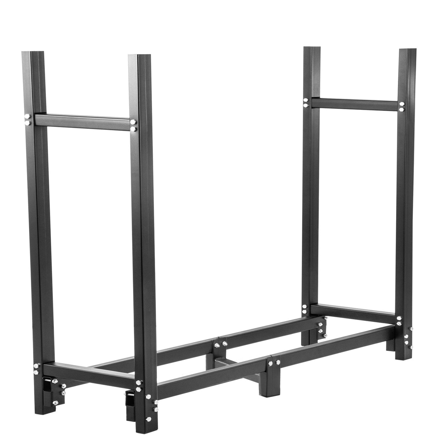 Firewood Log Rack, 6ft Firewood Rack Outdoor, Black Firewood Rack stand, Steel Outdoor Wood Rack, Firewood Log Holder with Load Capacity 1300lbs, Firewood Rack with Cover & Fireplace Tool Set