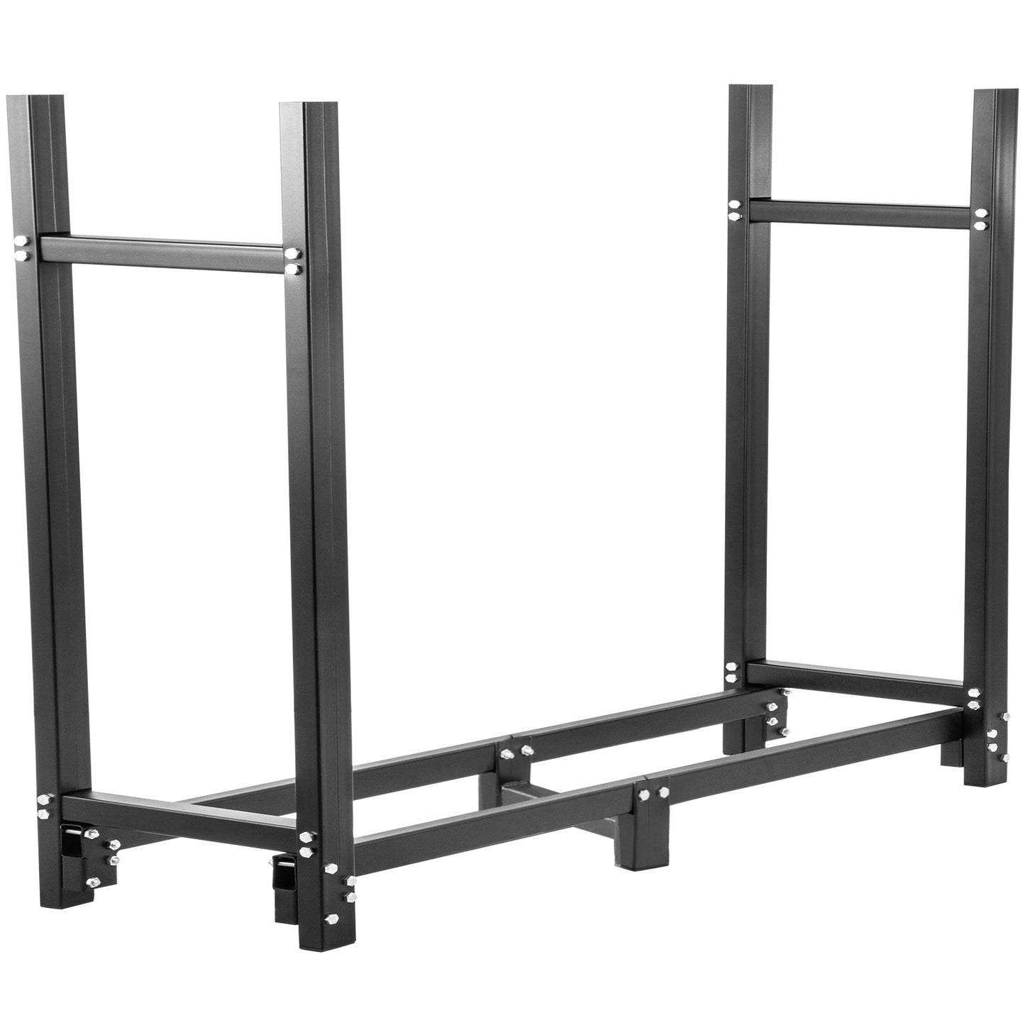 Brennholzregal, 2,44 m, für den Außenbereich, schwarzer Brennholzständer, Stahl-Holzregal für den Außenbereich, Brennholzhalter mit einer Tragkraft von 590 kg, Brennholzregal mit Abdeckung und Kaminbesteck