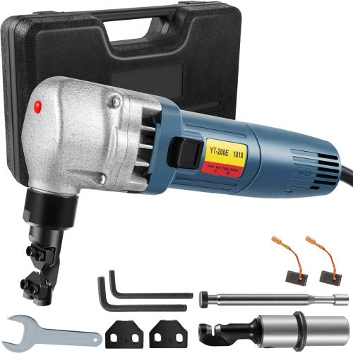 Electric Metal Nibbler 380W Nibbler Metal Cutter 1800RPM High Speed Rotor Metal Nibbler 220V w Replaced Blades Storage Case Sheet Metal Nibbler for Cutting Stainless Steel, Aluminium, Plastic