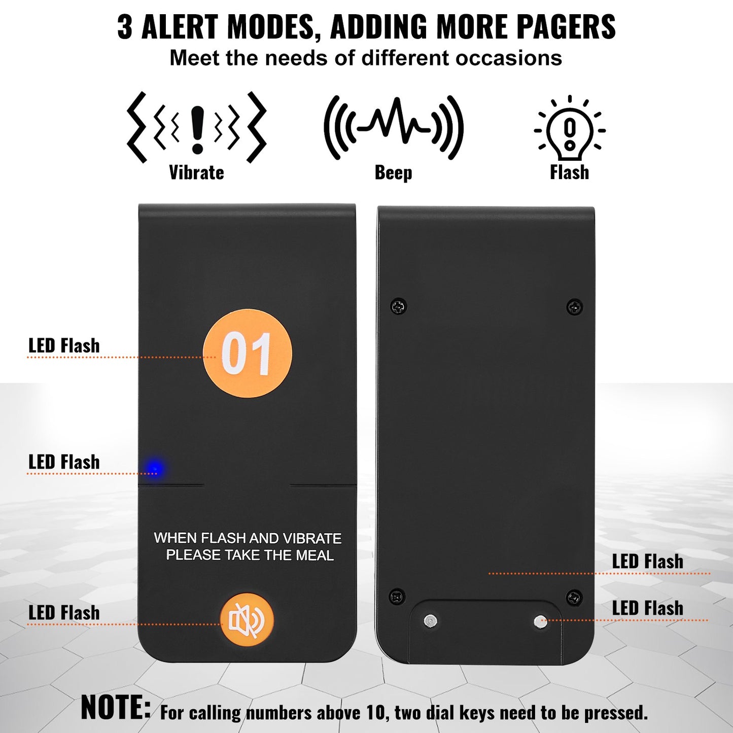 Restaurant Pager System, Wireless 500m Long Range Lineup Waiting Queue Signal, Guest Customer Calling Beepers with Vibration & Flashing, 16 Buzzers for Food Truck, Church, Nursery, Hospital
