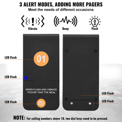 Restaurant Pager System, Wireless 500m Long Range Lineup Waiting Queue Signal, Guest Customer Calling Beepers with Vibration & Flashing, 16 Buzzers for Food Truck, Church, Nursery, Hospital