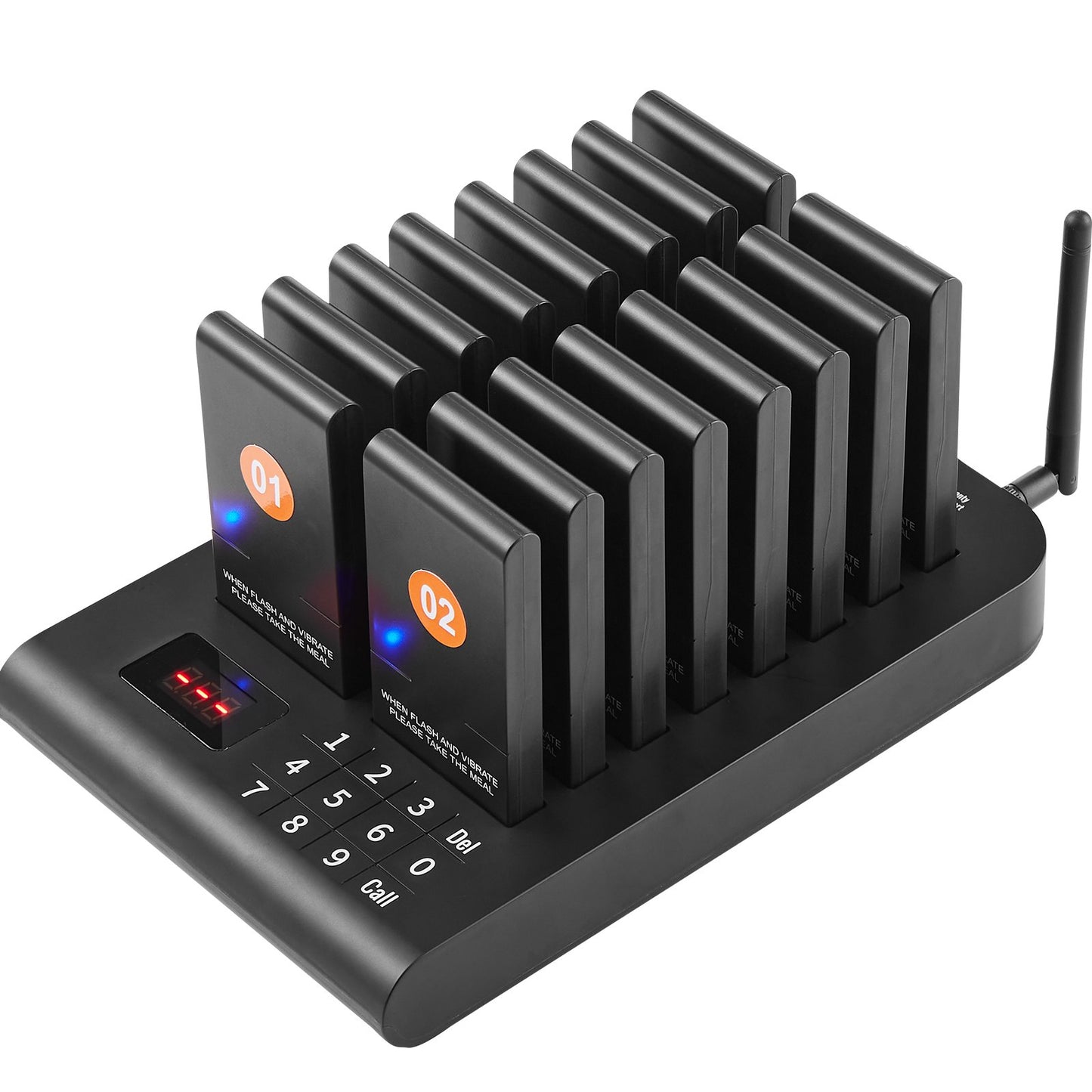 Restaurant Pager System, Wireless 500m Long Range Lineup Waiting Queue Signal, Guest Customer Calling Beepers with Vibration & Flashing, 16 Buzzers for Food Truck, Church, Nursery, Hospital