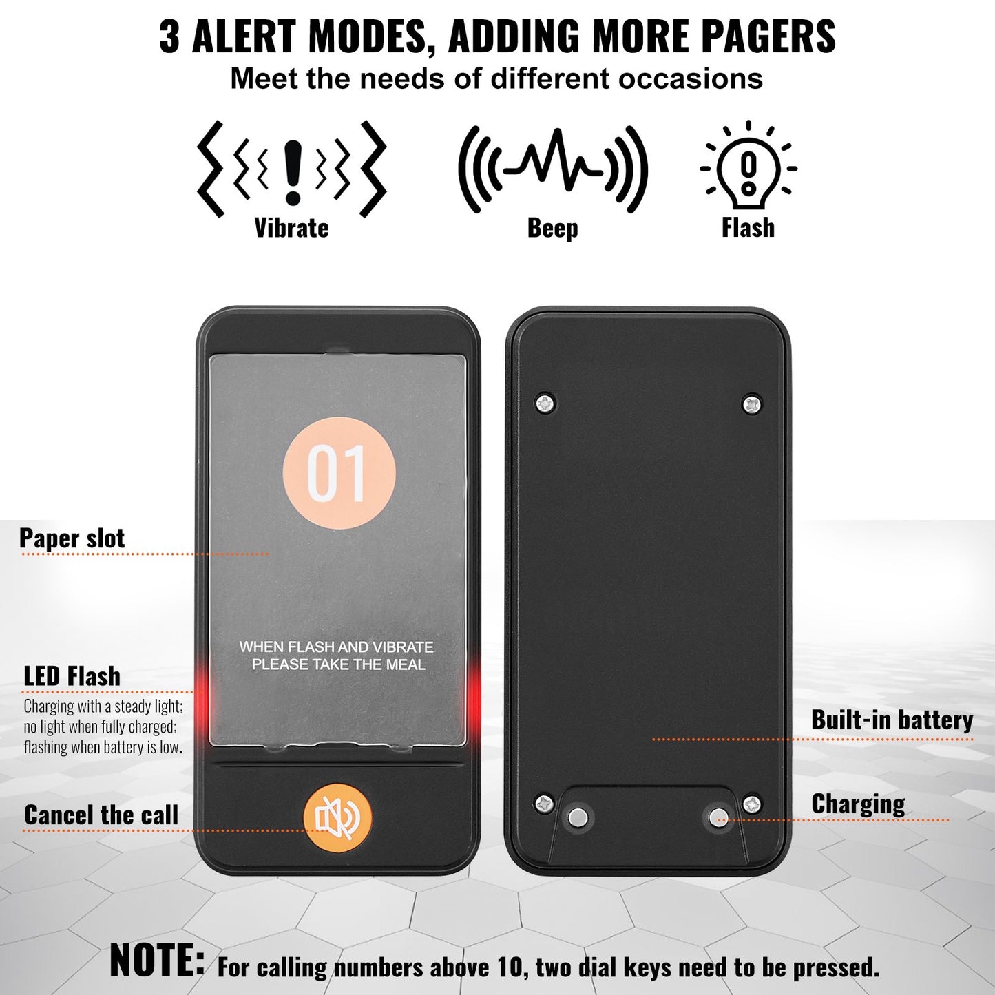 Restaurant Pager System, Wireless 400m Long Range Lineup Waiting Queue Signal, Guest Customer Calling Beepers with Vibration & Flashing, 24 Buzzers for Food Truck, Church, Nursery, Hospital