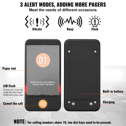 Restaurant Pager System, Wireless 400m Long Range Lineup Waiting Queue Signal, Guest Customer Calling Beepers with Vibration & Flashing, 10 Buzzers for Food Truck, Church, Nursery, Hospital
