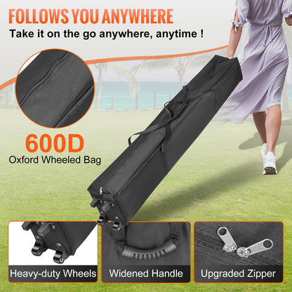 304.8 x 304.8 cm Pop Up Canopy Tent, Outdoor Patio Gazebo Tent with Removable Sidewalls and Wheeled Bag, UV Resistant Waterproof Instant Gazebo Shelter for Party, Garden, Backyard, White