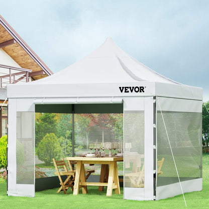 304.8 x 304.8 cm Pop Up Canopy Tent, Outdoor Patio Gazebo Tent with Removable Sidewalls and Wheeled Bag, UV Resistant Waterproof Instant Gazebo Shelter for Party, Garden, Backyard, White