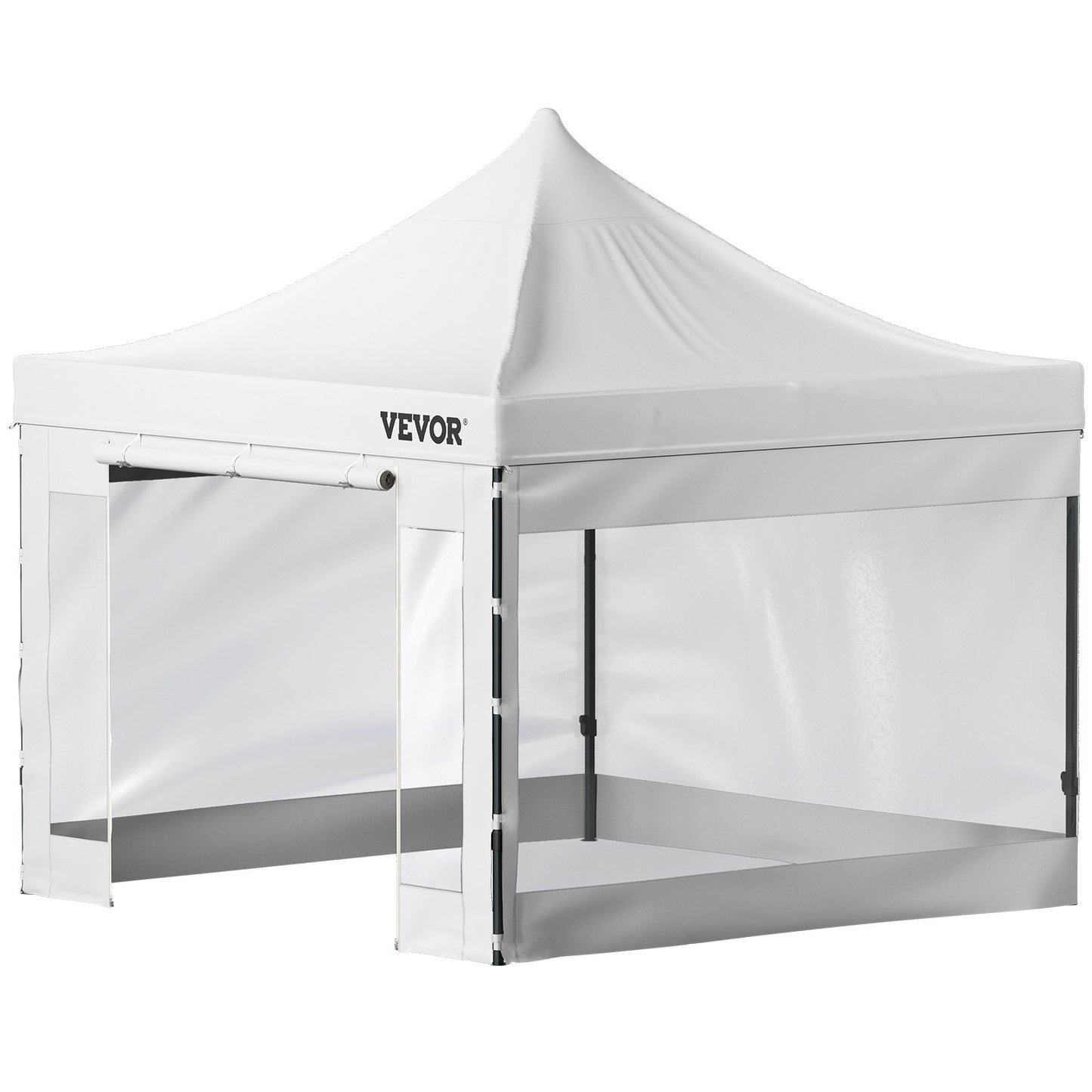 304.8 x 304.8 cm Pop Up Canopy Tent, Outdoor Patio Gazebo Tent with Removable Sidewalls and Wheeled Bag, UV Resistant Waterproof Instant Gazebo Shelter for Party, Garden, Backyard, White