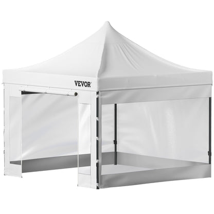 304.8 x 304.8 cm Pop Up Canopy Tent, Outdoor Patio Gazebo Tent with Removable Sidewalls and Wheeled Bag, UV Resistant Waterproof Instant Gazebo Shelter for Party, Garden, Backyard, White