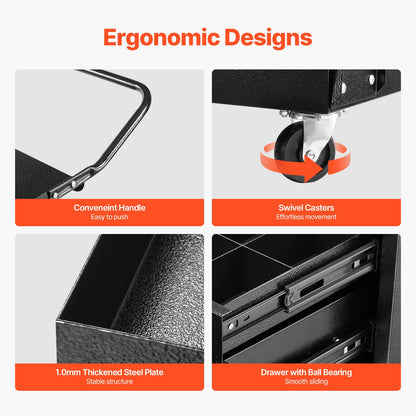 Welding Cart, 2 Drawers Welder Cart Heavy Duty with Anti-Theft Lockable Cabinet, 350LBS Static Weight Capacity, 360° Swivel Wheels, Tank Storage Safety Chains for MIG TIG Welder, Plasma Cutter