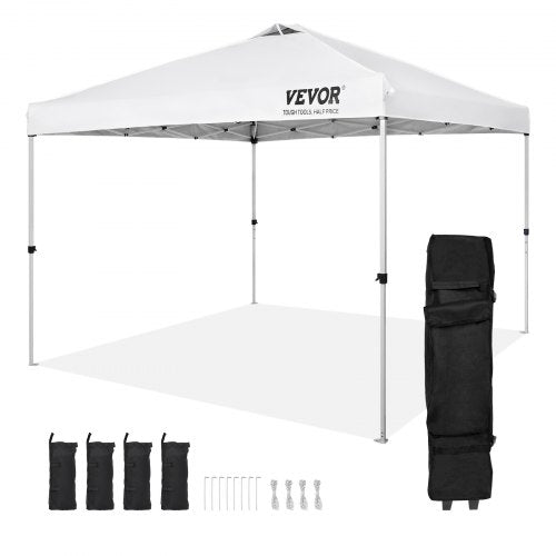 Pop Up Canopy Party Tent 304.8 x 304.8 cm with Portable Bag for Camping White